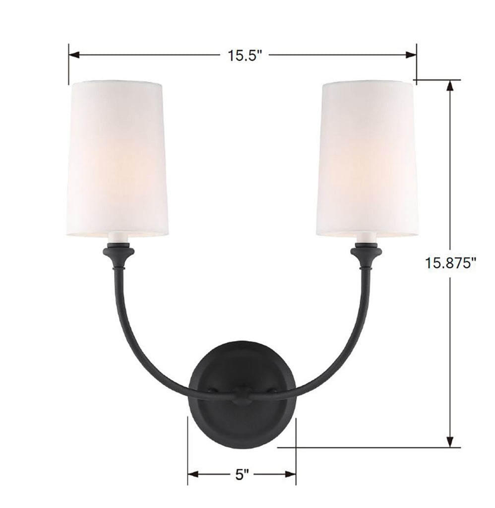 Libby Langdon Sylvan 2 Light Black Forged Sconce Crystorama