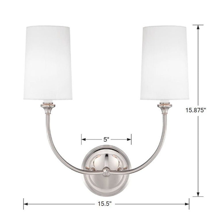 Libby Langdon Sylvan 2 Light Polished Nickel Sconce Crystorama