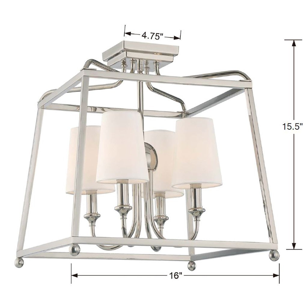 Crystorama Crystorama Libby Langdon Sylvan 4 Light Polished Nickel Semi Flush Mount