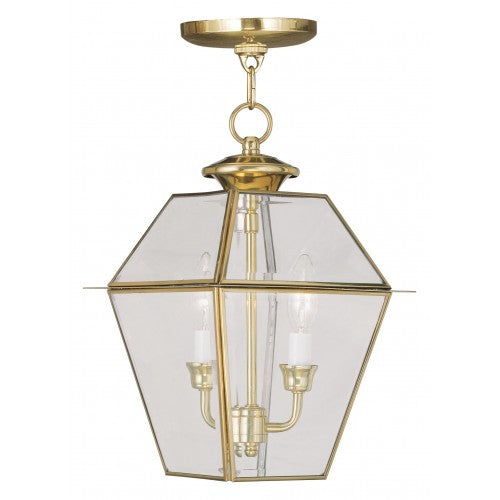 2 Light Polished Brass Outdoor Lantern Livex