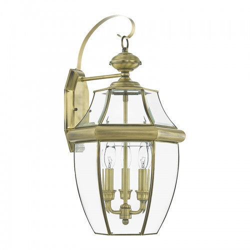 3 Light Antique Brass Outdoor Wall Lantern Livex