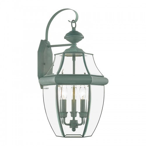 3 Light Verdigris Outdoor Wall Lantern Livex