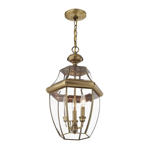 3 Light Antique Brass Outdoor Lantern Livex