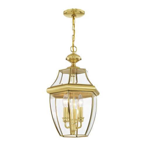 3 Light Polished Brass Outdoor Lantern Livex