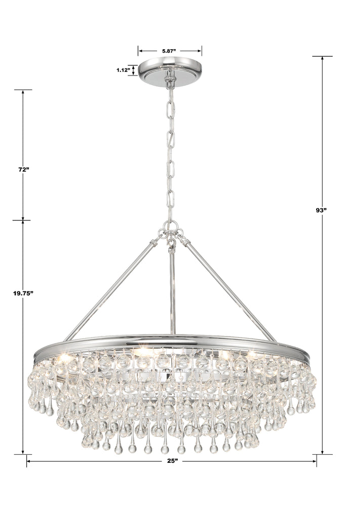 Calypso 6 Light Polished Chrome Chandelier Crystorama