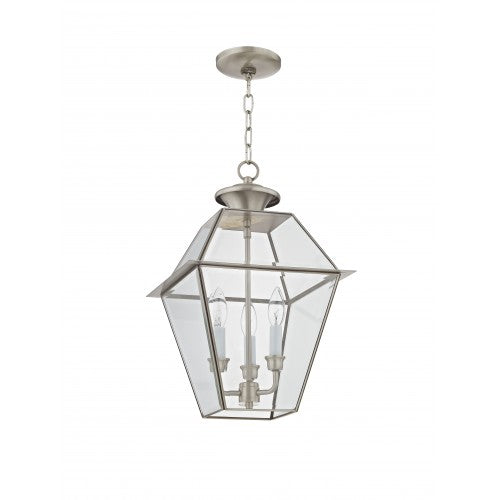 3 Light Brushed Nickel Outdoor Lantern Livex