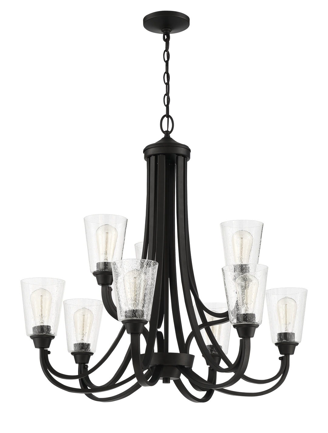 CRAFTMADE Grace 9 Light Chandelier in Espresso (Clear Seeded Glass)