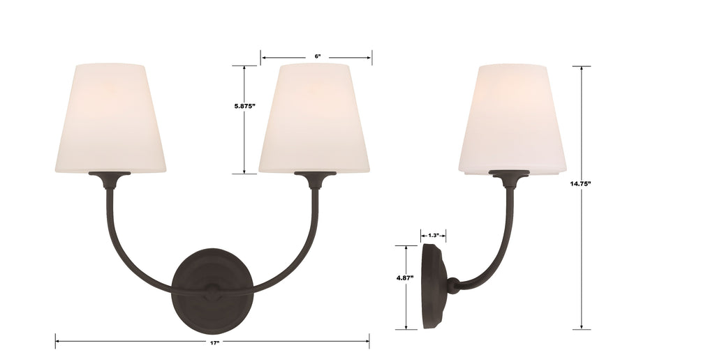 Libby Langdon Sylvan 2 Light Black Forged Sconce Crystorama