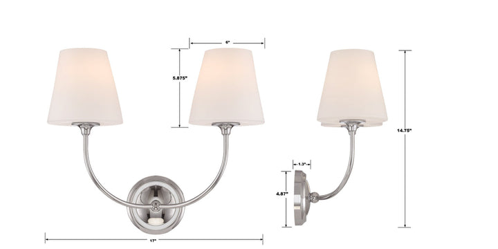 Crystorama Crystorama Libby Langdon Sylvan 2 Light Polished Chrome Sconce