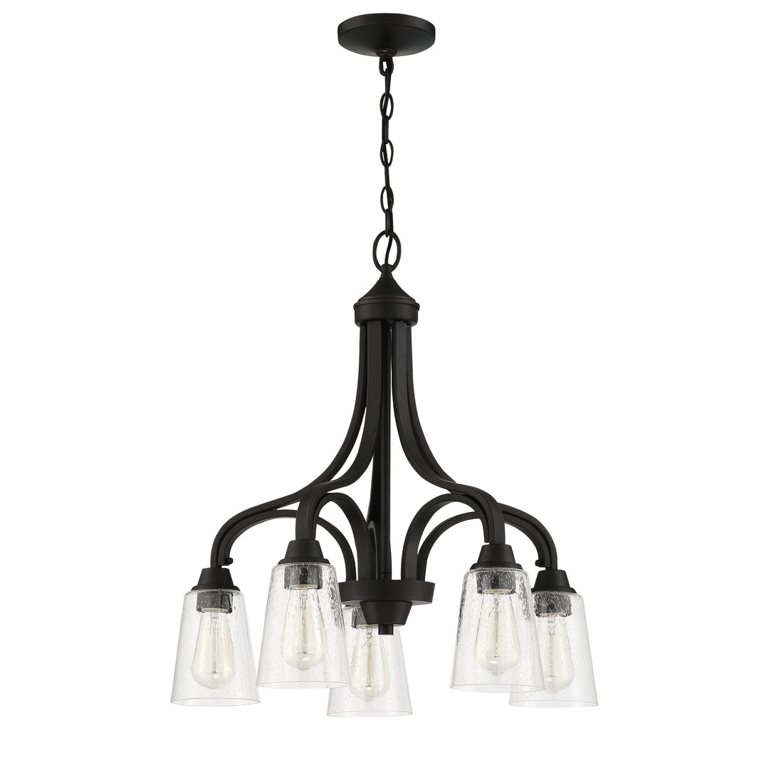 CRAFTMADE Grace 5 Light Down Chandelier in Espresso (Clear Seeded Glass)