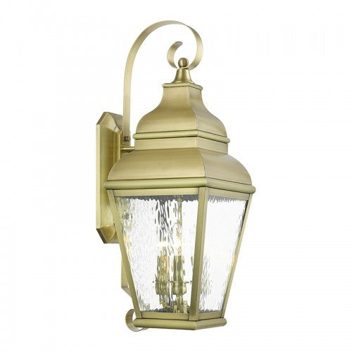 3 Light Antique Brass Outdoor Wall Lantern Livex