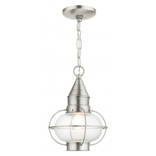 1 Light Brushed Nickel Outdoor Pendant Lantern Livex