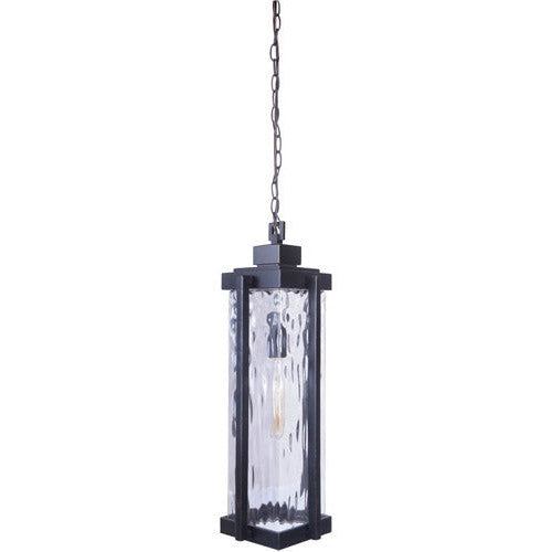 CRAFTMADE Pyrmont 1 Light Outdoor Pendant in Oiled Bronze Gilded with Clear Hammered Glass