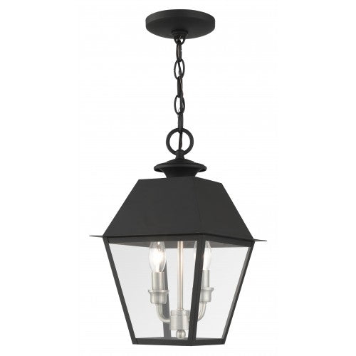 2 Light Black Outdoor Pendant Lantern Livex