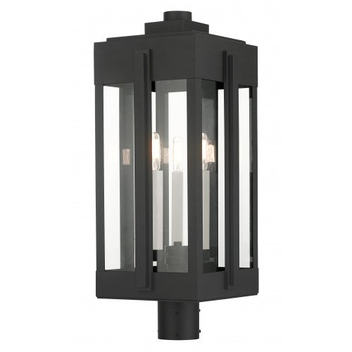 3 Light Black Outdoor Post Top Lantern Livex