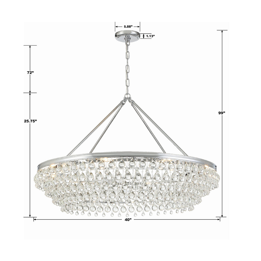 Calypso 8 Light Crystal Teardrop Polished Chrome Chandelier Crystorama