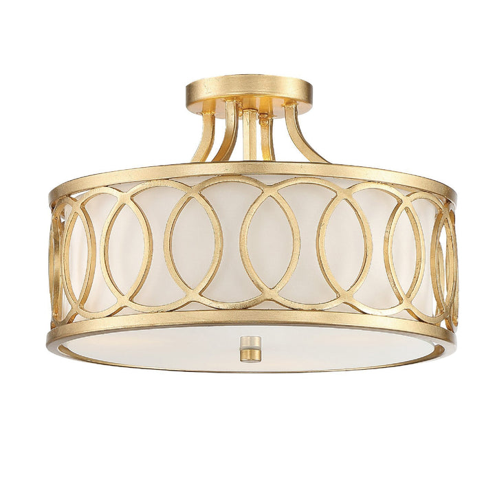 Crystorama Crystorama Libby Langdon Graham 3 Light Antique Gold Semi Flush Mount