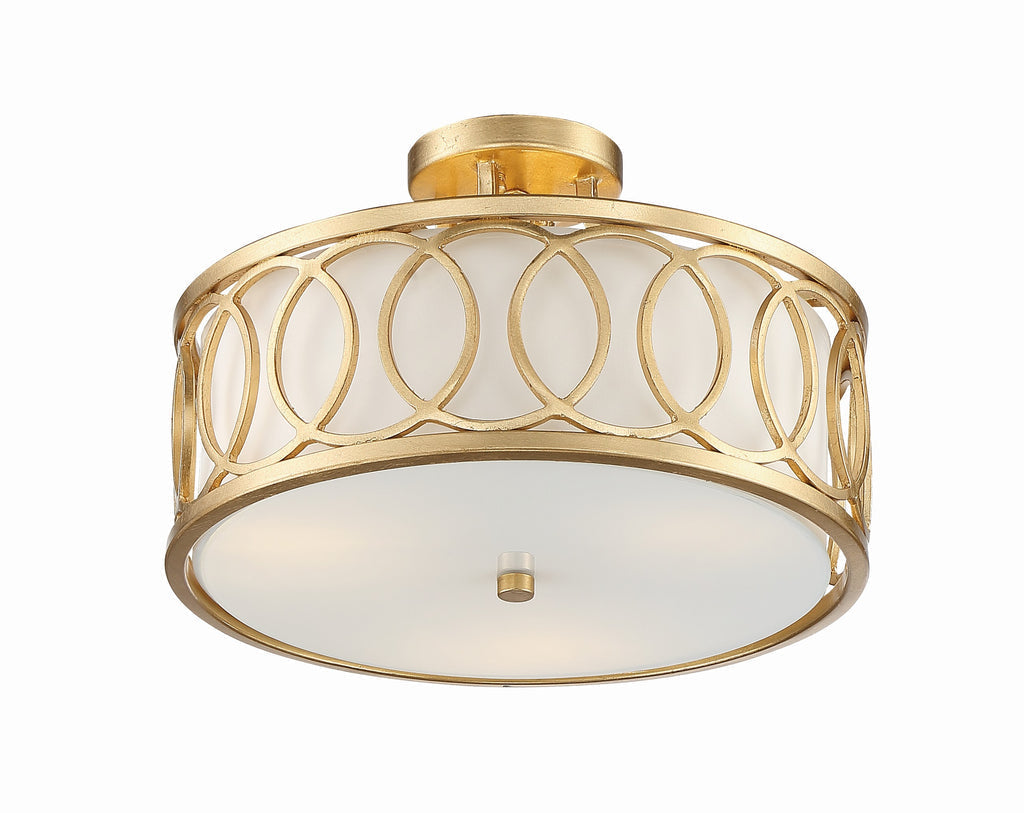 Crystorama Crystorama Libby Langdon Graham 3 Light Antique Gold Semi Flush Mount