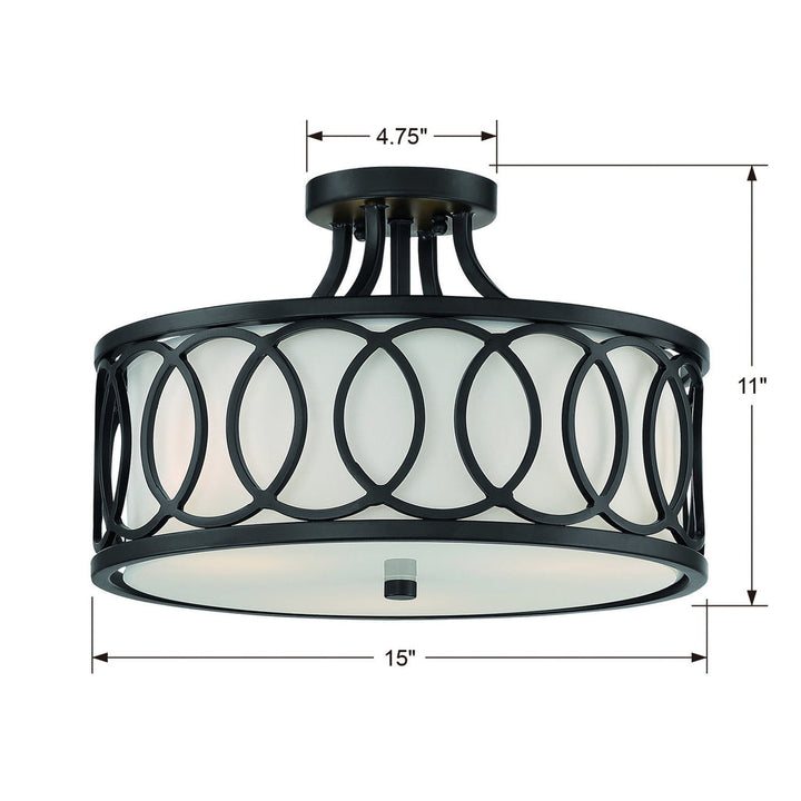 Crystorama Crystorama Libby Langdon Graham 3 Light Matte Black Semi Flush Mount