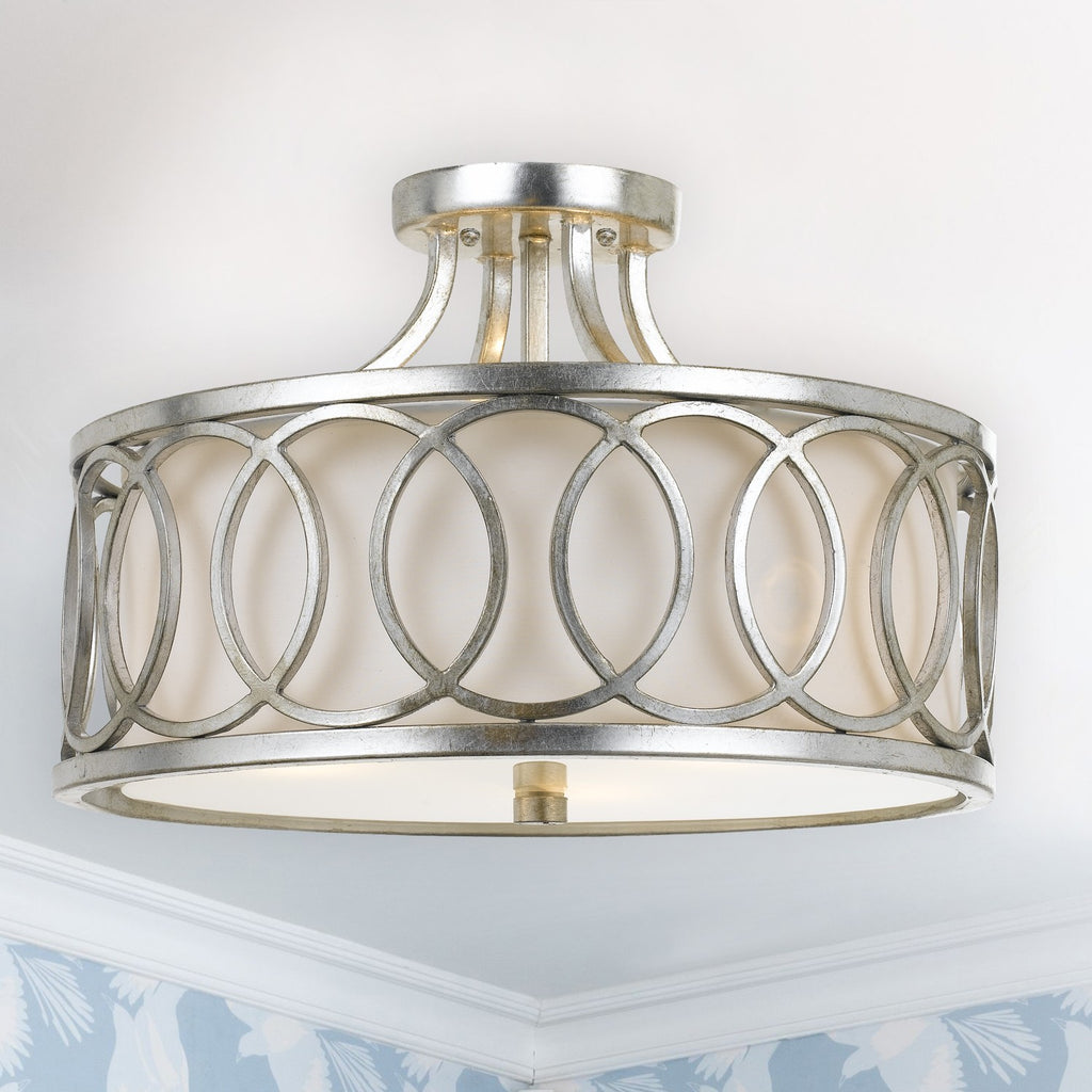 Crystorama Crystorama Libby Langdon Graham 3 Light Antique Silver Semi Flush Mount