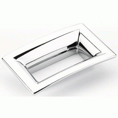 SCHAUB 3 1/2 Inch (2 1/2 Inch c-c) Finestrino Flared Rectangle Pull (Polished Chrome Finish)