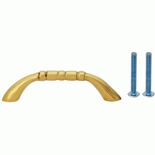 COPPER MOUNTAIN HARDWARE 3 1/2 Inch Overall (3 Inch c-c)  Solid Brass Traditional Pull (Lacquered Brass Finish)