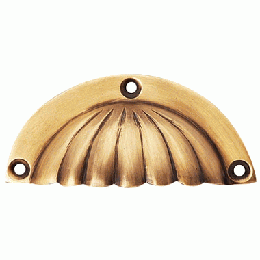 COPPER MOUNTAIN HARDWARE 3 1/2 Inch Overall (3 Inch c-c) Solid Brass Scalloped Cup Pull (Antique Brass Finish)