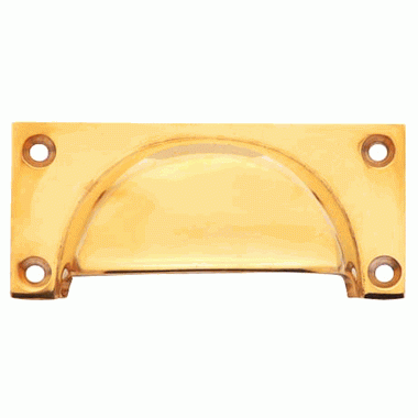 COPPER MOUNTAIN HARDWARE 3 1/2 Inch Overall (3 Inch c-c) Traditional Square Cup Pull (Polished Brass Finish)