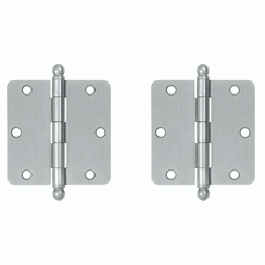 DELTANA 3 1/2 Inch x 3 1/2 Inch Ball Tip Steel Hinge (Brushed Chrome Finish)