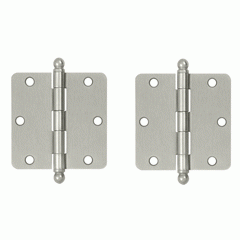 DELTANA 3 1/2 Inch x 3 1/2 Inch Ball Tip Steel Hinge (Brushed Nickel Finish)