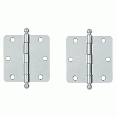 DELTANA 3 1/2 Inch x 3 1/2 Inch Ball Tip Steel Hinge (Chrome Finish)