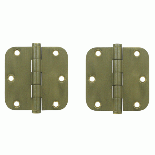 DELTANA 3 1/2 Inch X 3 1/2 Inch Solid Brass Hinge Interchangeable Finials (5/8" Radius Corner, Bronze Medium Finish)