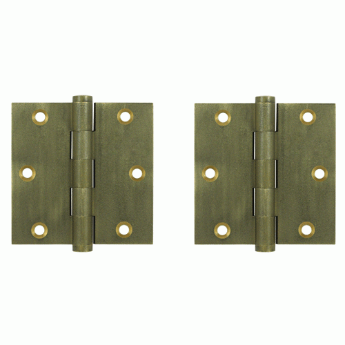 DELTANA 3 1/2 Inch X 3 1/2 Inch Solid Brass Hinge Interchangeable Finials (Square Corner, Bronze Medium Finish)