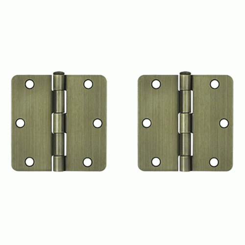 DELTANA 3 1/2 Inch x 3 1/2 Inch Steel Hinge (Antique Brass Finish)