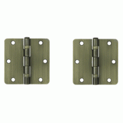 DELTANA 3 1/2 Inch x 3 1/2 Inch Ball Bearing Steel Hinge (Antique Brass Finish)