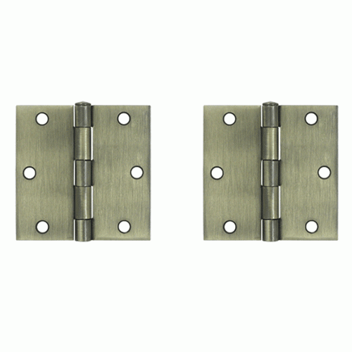 DELTANA 3 1/2 Inch x 3 1/2 Inch Steel Hinge (Antique Brass Finish)