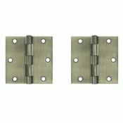 DELTANA 3 1/2 Inch x 3 1/2 Inch Steel Hinge (Antique Brass Finish)