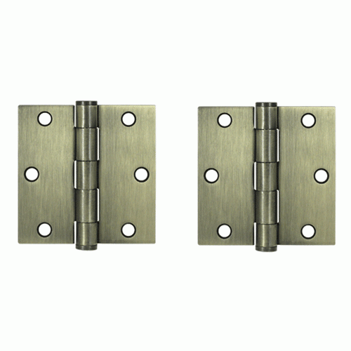 DELTANA 3 1/2 Inch x 3 1/2 Inch Heavy Duty Steel Hinge (Antique Brass Finish)