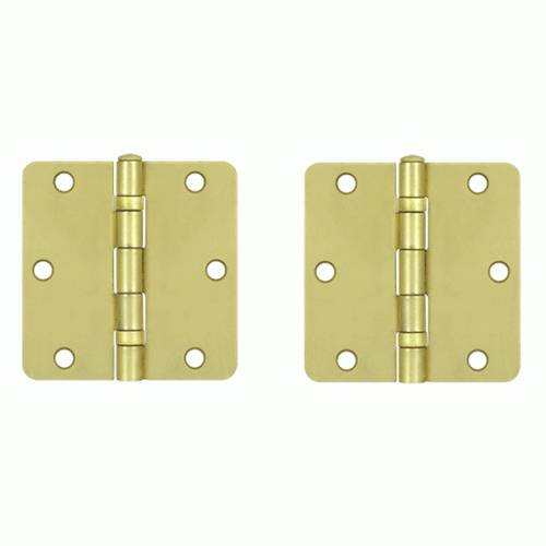 DELTANA 3 1/2 Inch x 3 1/2 Inch Ball Bearing Steel Hinge (Brushed Brass Finish)