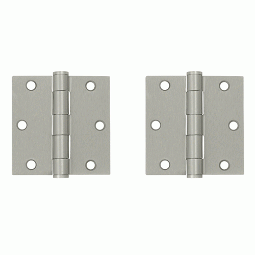 DELTANA 3 1/2 Inch x 3 1/2 Inch Heavy Duty Steel Hinge (Brushed Nickel Finish)