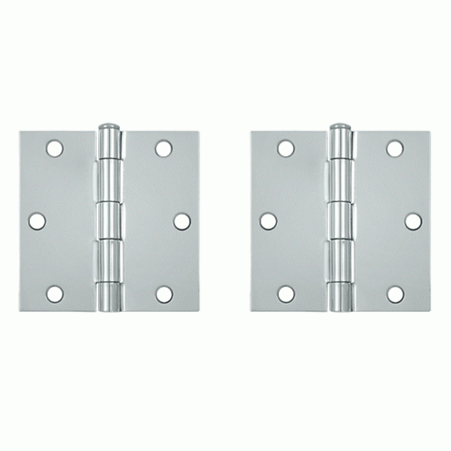 DELTANA 3 1/2 Inch x 3 1/2 Inch Steel Hinge (Chrome Finish)