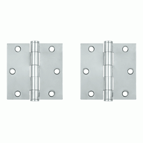 DELTANA 3 1/2 Inch x 3 1/2 Inch Heavy Duty Steel Hinge (Chrome Finish)