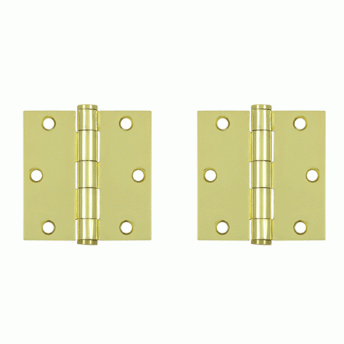 DELTANA 3 1/2 Inch x 3 1/2 Inch Heavy Duty Steel Hinge (Polished Brass Finish)