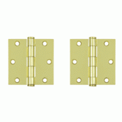 DELTANA 3 1/2 Inch x 3 1/2 Inch Heavy Duty Steel Hinge (Polished Brass Finish)