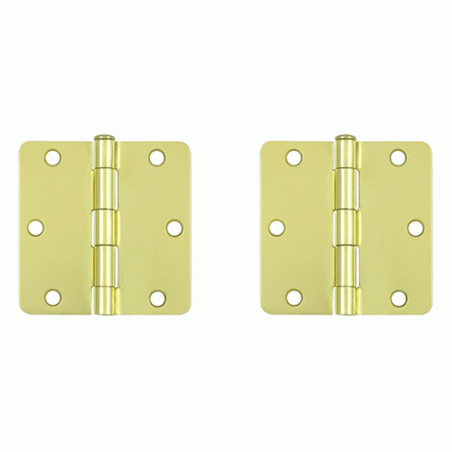 DELTANA 3 1/2 Inch x 3 1/2 Inch Steel Hinge (Polished Brass Finish)