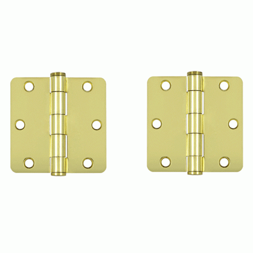 DELTANA 3 1/2 Inch x 3 1/2 Inch Heavy Duty Steel Hinge (Polished Brass Finish)