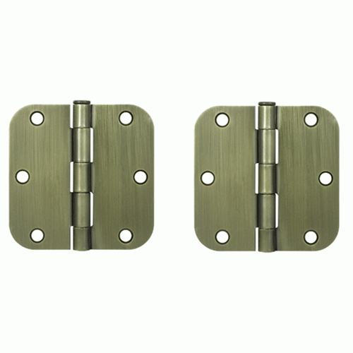 DELTANA 3 1/2 Inch x 3 1/2 Inch Steel Hinge (Antique Brass Finish)