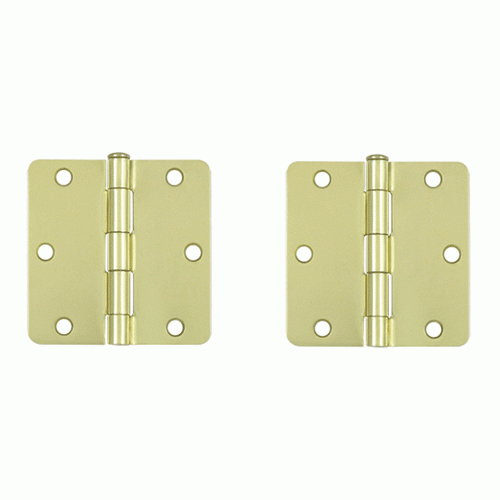 DELTANA 3 1/2 Inch x 3 1/2 Inch Steel Hinge (Polished/Brushed Brass Finish)