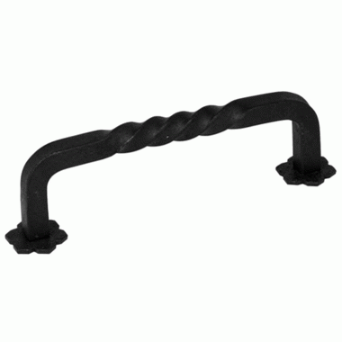 EMTEK 3 3/4 Inch (3 1/2 Inch c-c) Wrought Steel San Carlos Style Fixed Pull (Matte Black Finish)