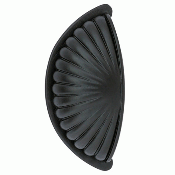 EMTEK 3 3/8 Inch (3 Inch c-c) Tuscany Bronze Fluted Bin Pull (Flat Black Finish)